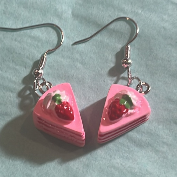Hand Crafted Accessories - Hand Crafted Strawberry Shortcake Dangle Earrings